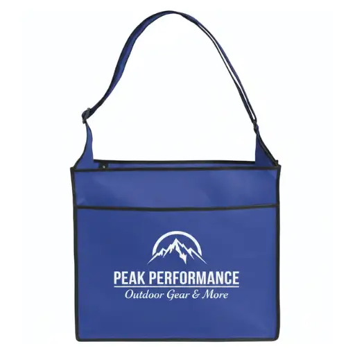 Non-woven messenger conference bags for corporate branding