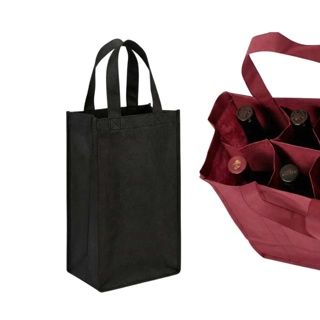 Non-woven wine bottle carrier bags for retail and corporate gifts